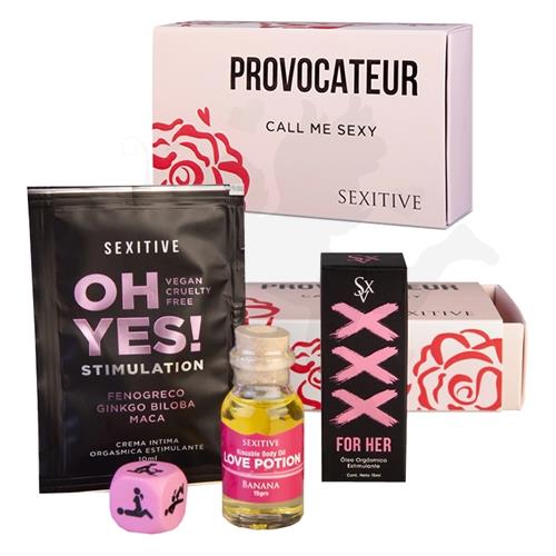 Kit provocateur call me sexy dado + aceite + lubricantes